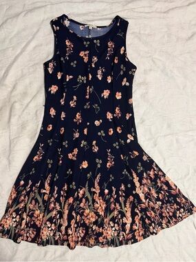 Haani Navy Dress with Pink Floral Print